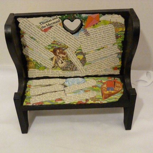 Handmade Folk Art Other Handmade Decoupage Wood Doll Bench